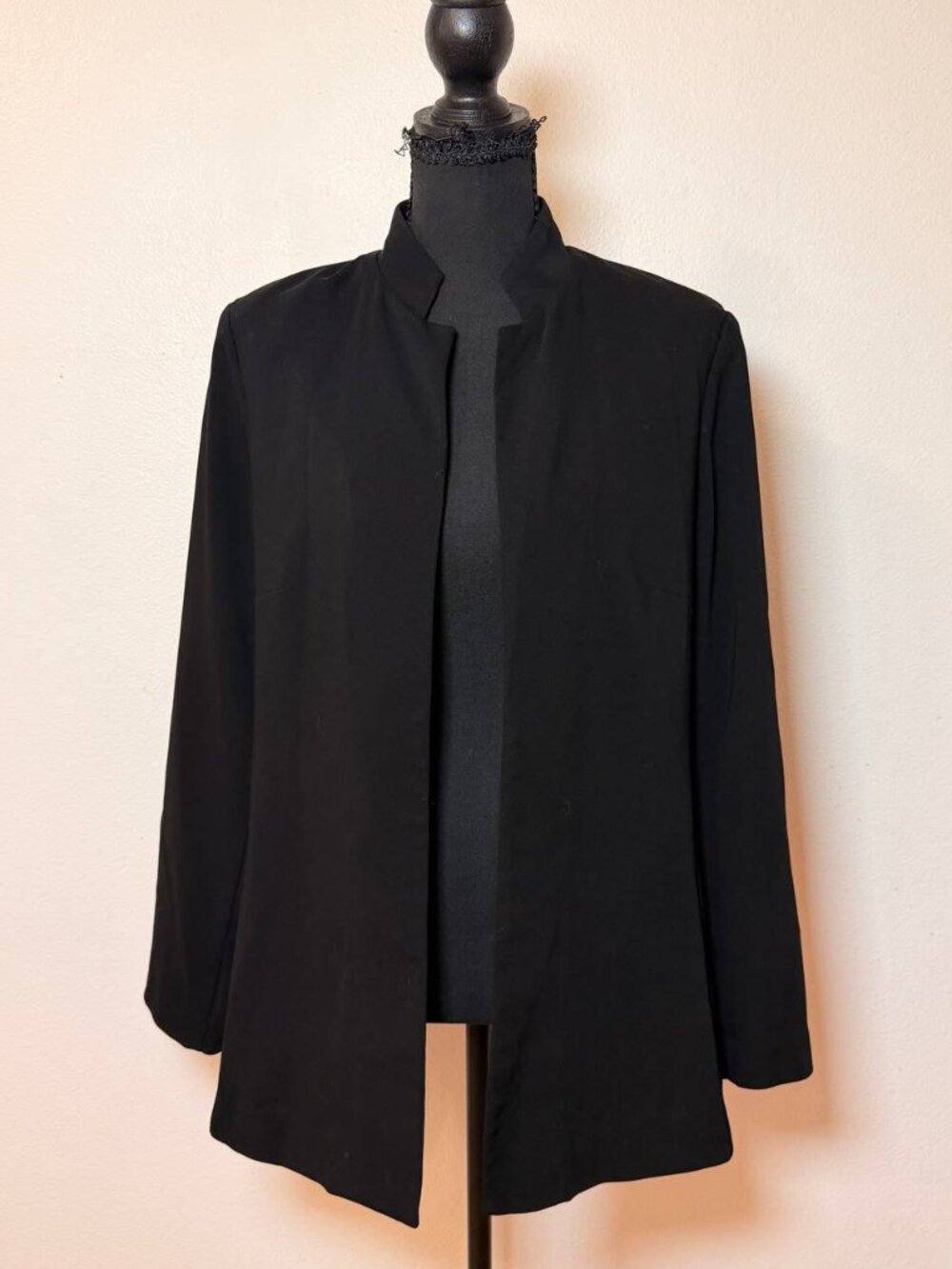 Vintage Canvasbacks Black Open Front Blazer Minimalist Office Style